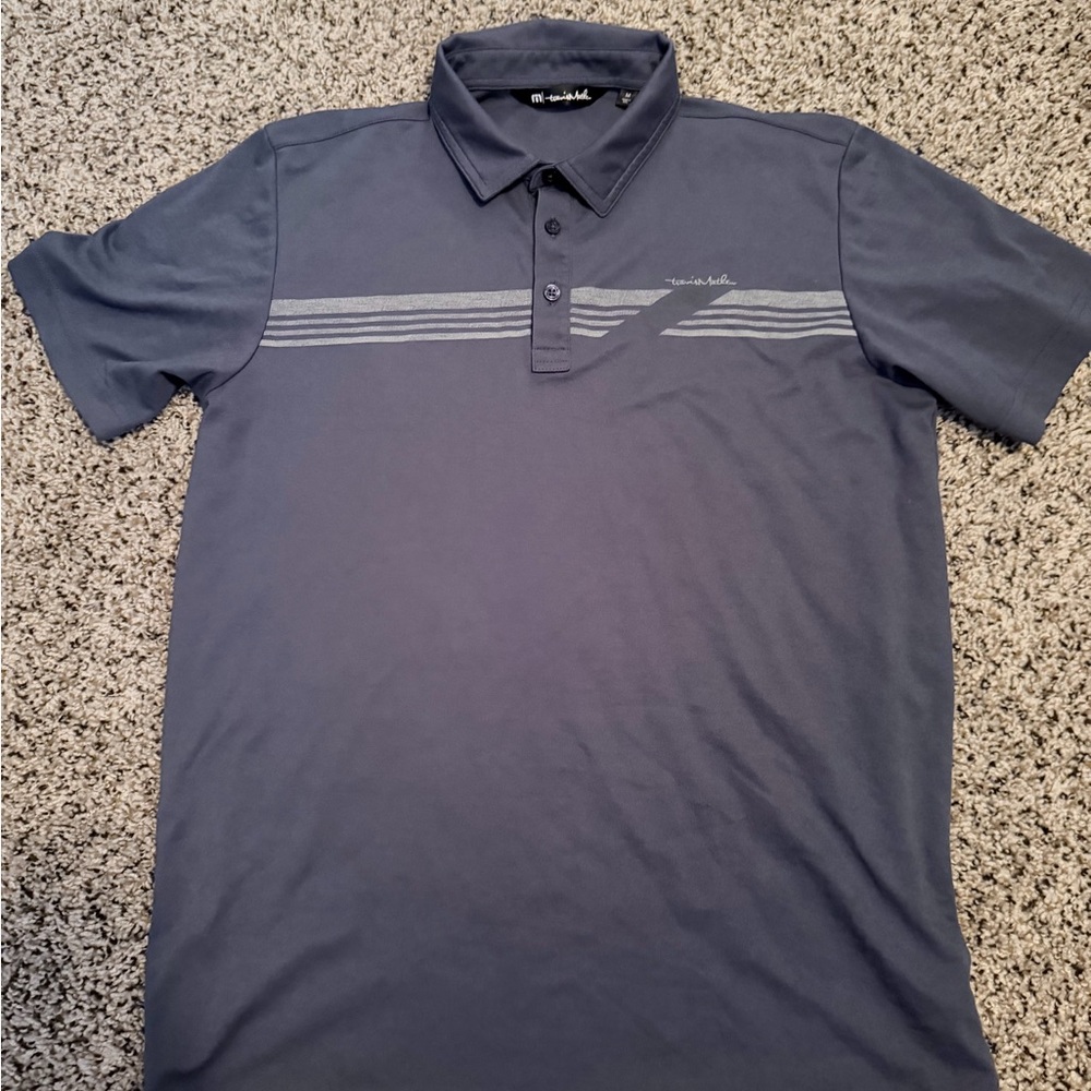Travis Mathew Navy Polo with Light Gray Chest Stripe